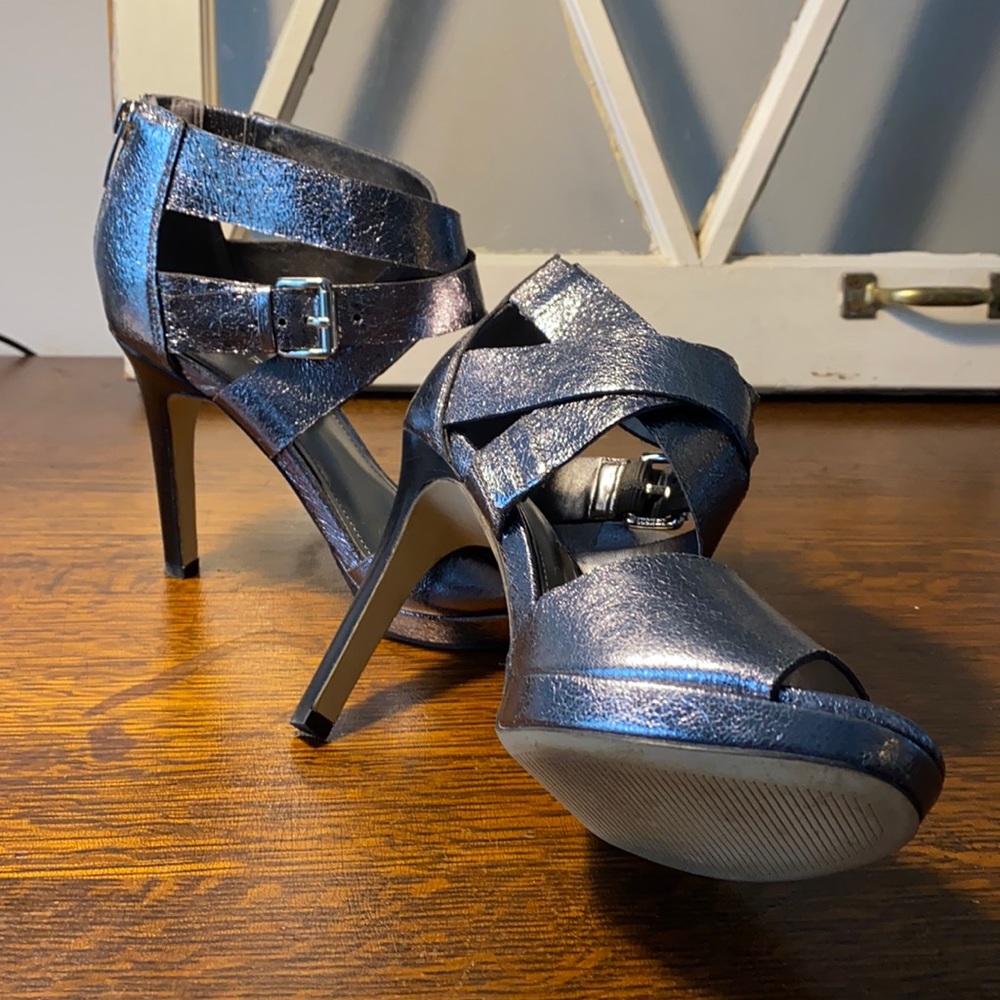 Mark Fisher 4" silver platform heels